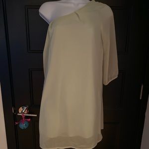 Honeydew one shoulder sheer dress